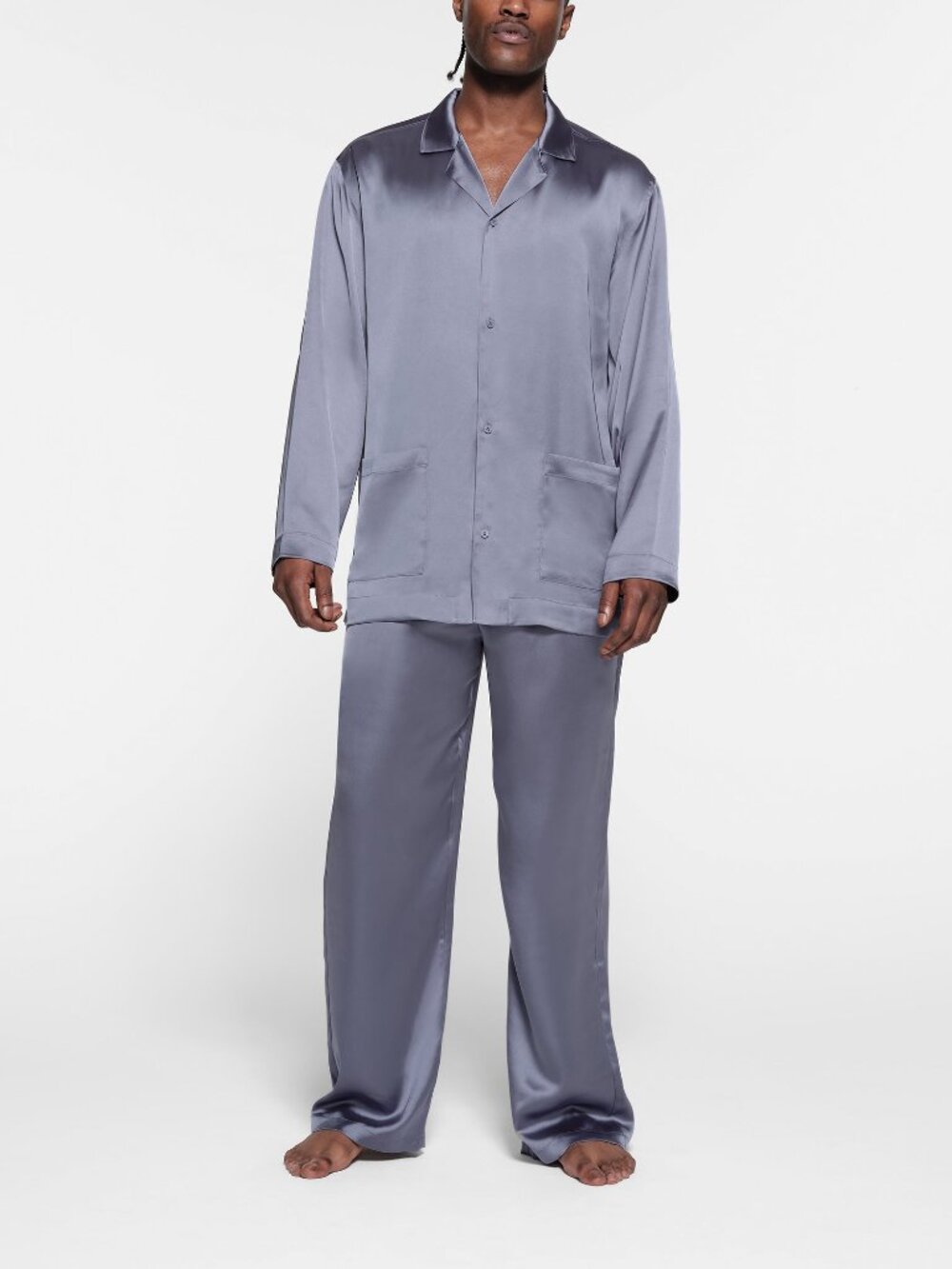 Skims Men's Sateen Sleep long sleep pajama top in slate color size XL NWT